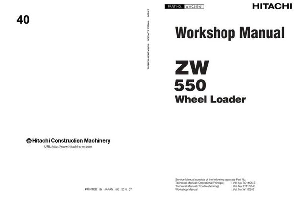 33D 40 Hitachi ZW550 Wheel Loader Workshop Manual 352 pages