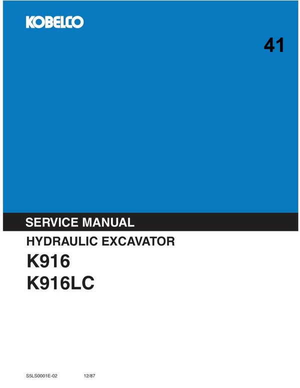 KB  41 Kobelco K916 , K916LC Excavator Service Repair Manual 582 pages