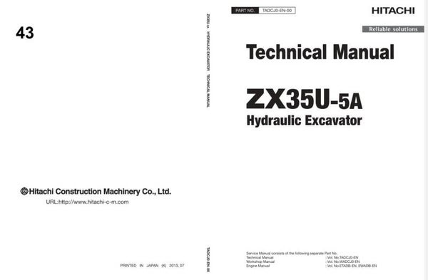 *+ 43 Hitachi ZX35U-5A Excavator Technical Manual 353 pages