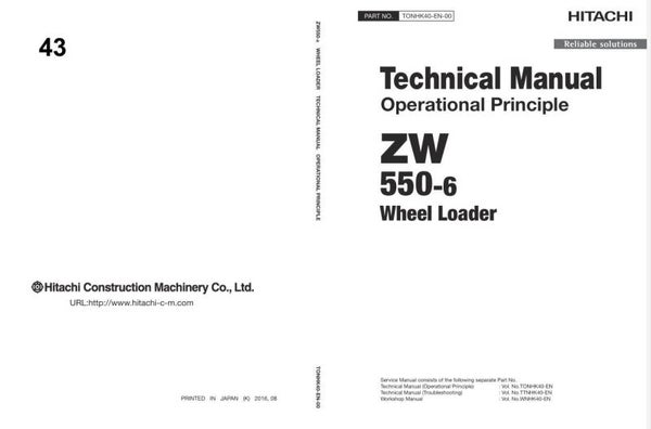 33D 43 Hitachi ZW550-6 Wheel Loader Technical Manuals 2031 pages