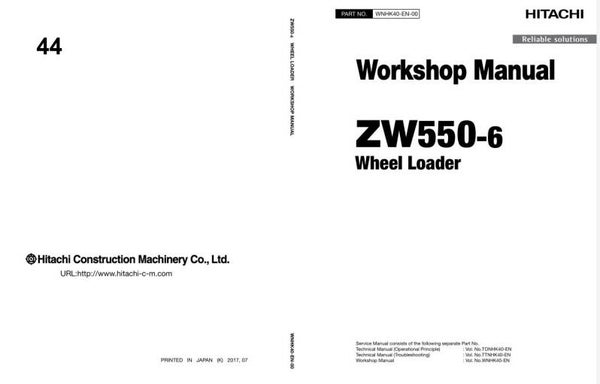 33D 44 Hitachi ZW550-6 Wheel Loader Workshop Manual and Diagrams 1625 pages