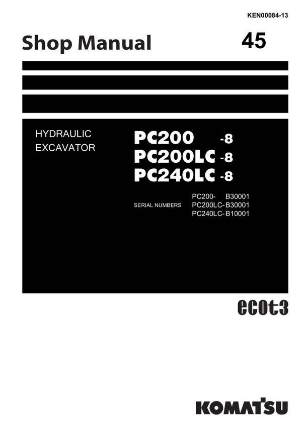 KM  45 Komatsu PC200-8, PC200LC-8, PC240LC-8 Workshop Repair Manual 1147 pages