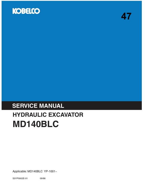 KB  47 Kobelco MD140BLC Excavator Service Repair Manual 438 pages