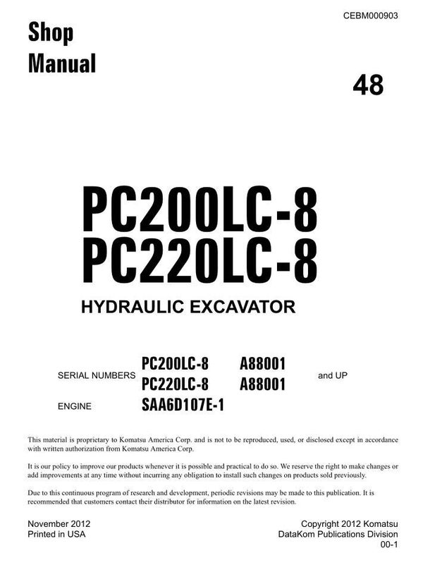 KM  48 Komatsu PC200LC-8, PC220LC-8 Workshop Repair Manual 1194 pages