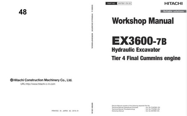 ^48 Hitachi EX3600-7B Mining Excavators & Shovel Tier 4 Workshop Manual 702 pages