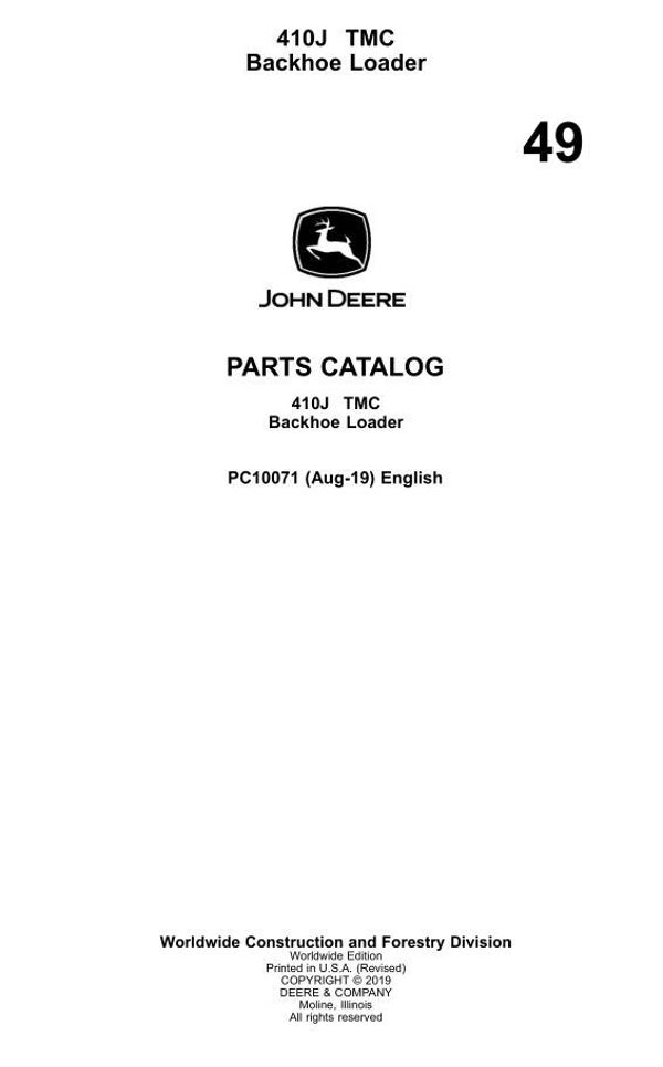 JD  49 John Deere 410J TMC Backhoe Loader Parts Catalog 1112 pages