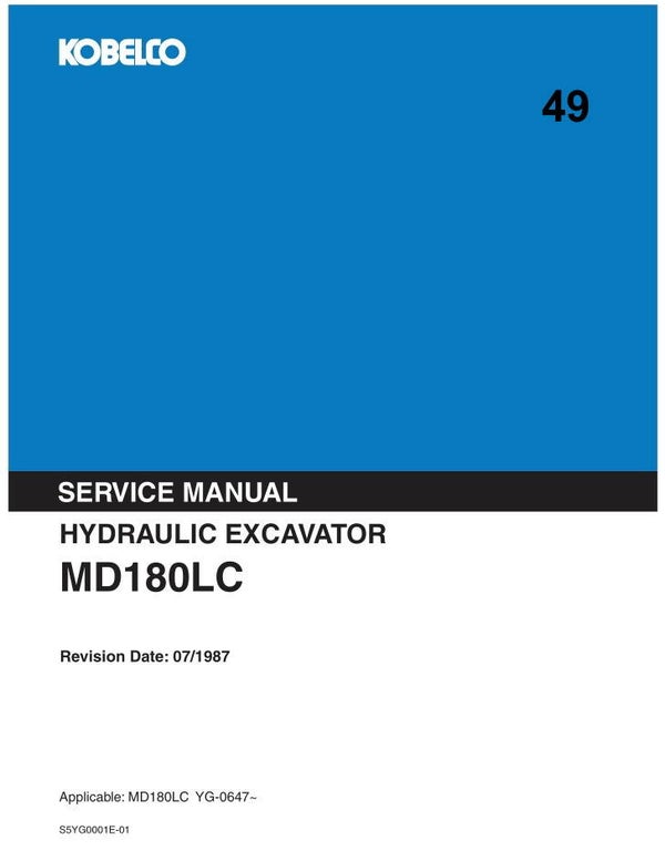 KB  49 Kobelco MD180LC Excavator Service Repair Manual 732 pages