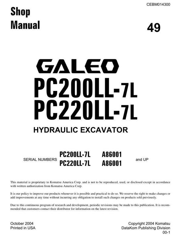 KM  49 Komatsu PC200LL-7L, PC220LL-7L Workshop Repair Manual 743 pages