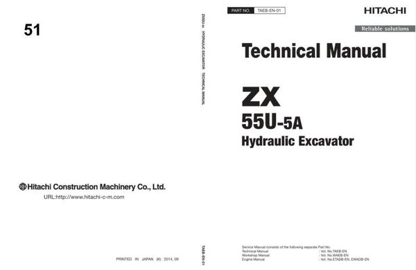 *+ 51 Hitachi ZX55U-5A Excavator Technical Manual 427 pages