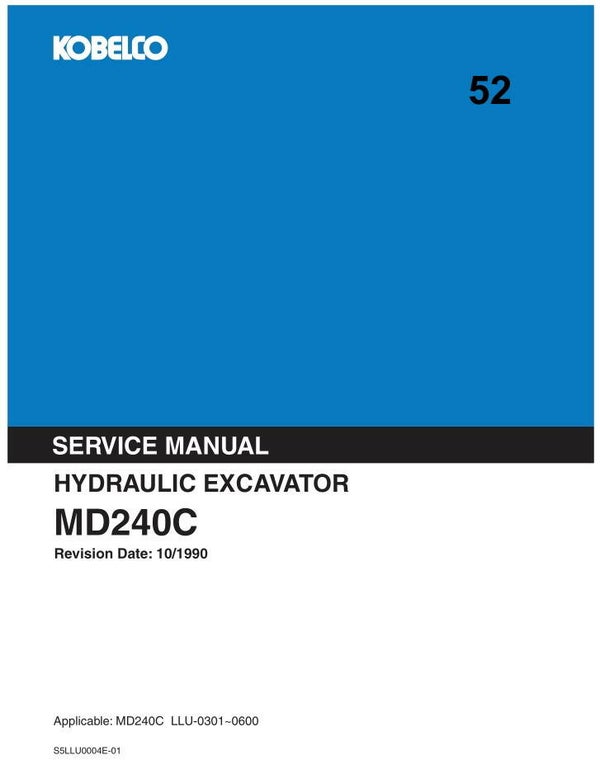 KB  52 Kobelco MD240C Excavator Service Repair Manual 984 pages