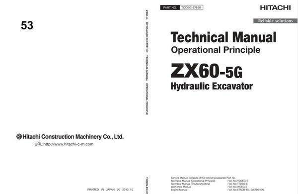*+ 53 Hitachi ZX60-5G Excavator Technical Manual 677 pages