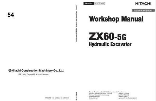 *+ 54 Hitachi ZX60-5G Excavator Workshop Manual and Diagrams 395 pages