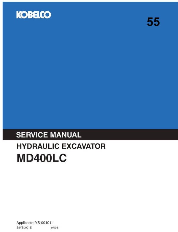 KB  55 Kobelco MD400LC Excavator Service Repair Manual 396 pages
