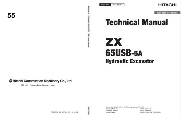 *+ 55 Hitachi ZX65USB-5A Excavator Technical Manual 431 pages