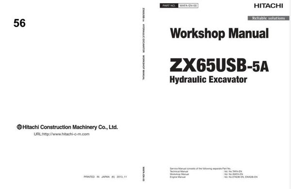*+ 56 Hitachi ZX65USB-5A Excavator Workshop Manual and Diagrams 406 pages