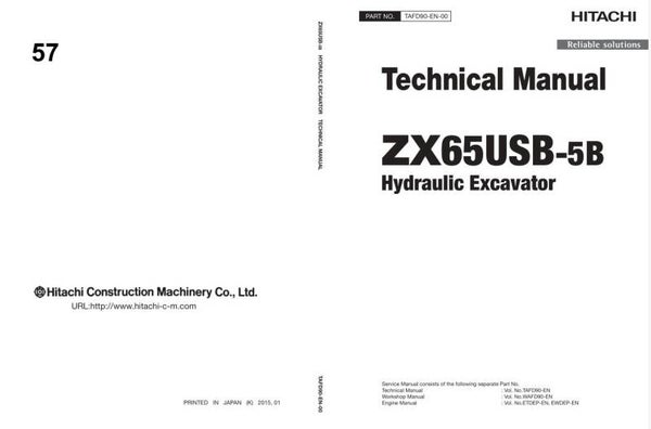 *+ 57 Hitachi ZX65USB-5B Excavator Technical Manual 459 pages