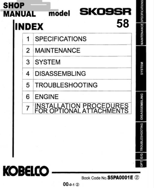 KB  58 Kobelco SK09SR Mini Excavator Workshop Manual 608 pages