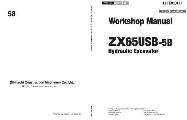 *+ 58 Hitachi ZX65USB-5B Excavator Workshop Manual and Diagrams 418 pages