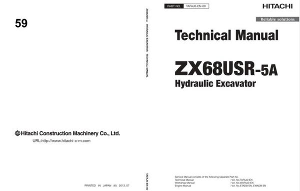 *+ 59 Hitachi ZX68USR-5A Excavator Technical Manual 417 pages