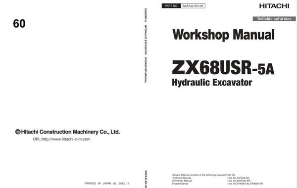 *+ 60 Hitachi ZX68USR-5A Excavator Workshop Manual and Diagrams 384 pages