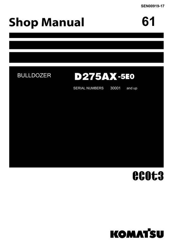 KM  61 Komatsu D275AX-5 Japan TIER3 Bulldozer Workshop Manual 1568 pages