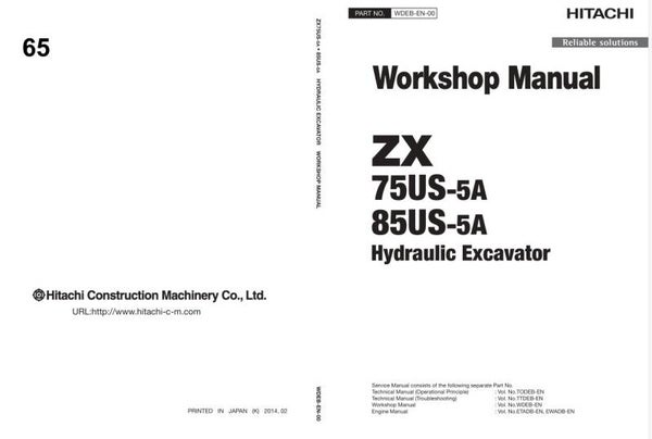 *+ 65 Hitachi ZX75US-5A, ZX85US-5A Workshop Manual 495 pages