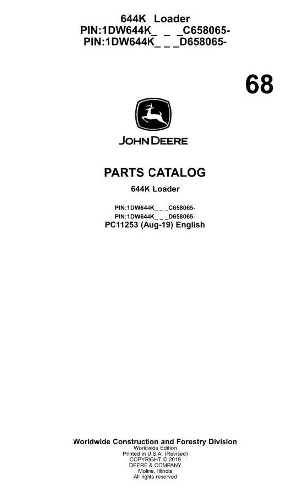 JD  68 John Deere 644K Loader Parts Manual 1472 pages