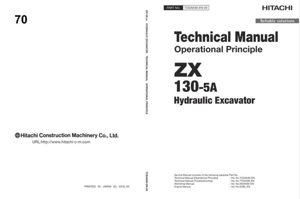 *+ 70 Hitachi ZX130-5A Excavator Technical Manuals 854 pages