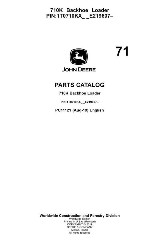 JD  71 John Deere 710K Backhoe Loader Parts Catalog 1224 pages