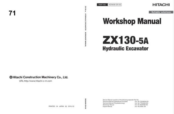 *+ 71 Hitachi ZX130-5A Workshop Manual and Diagrams 1147 pages