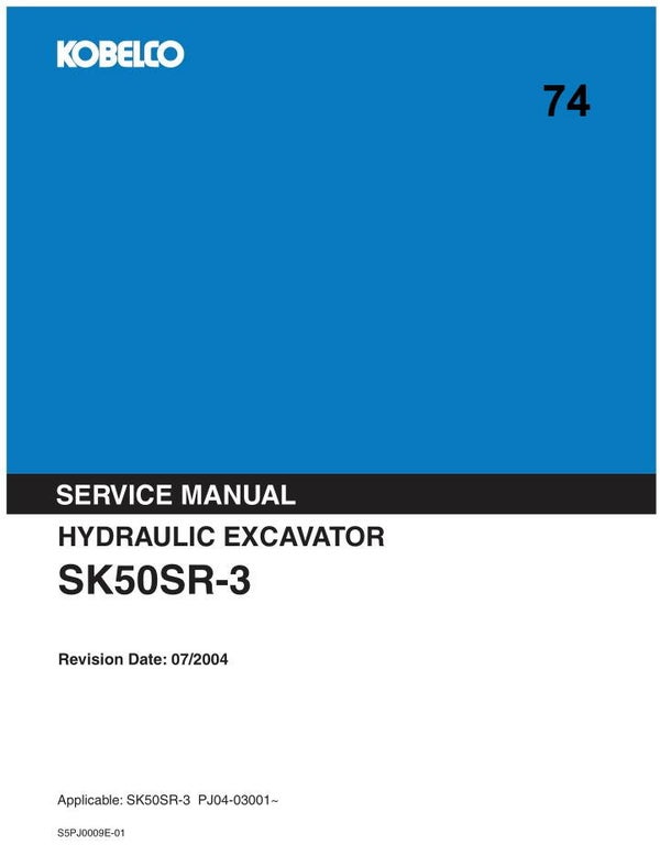 KB  74 Kobelco SK50SR-3 Excavator Service Repair Manual 754 pages