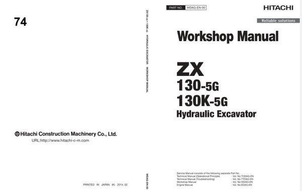 *+ 74 Hitachi ZX130-5G, ZX130K-5G Workshop Manual 575 pagess