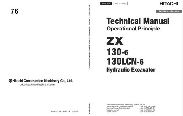 *+ 76 Hitachi ZX130-6, ZX130LCN-6 Technical Manuals 1535 pages