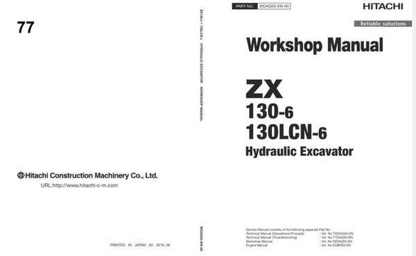 *+ 77 Hitachi ZX130-6, ZX130LCN-6 Workshop Manual and Diagrams 793 pages