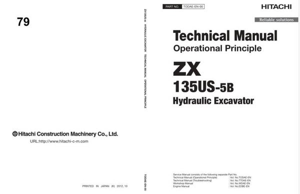 *+ 79 Hitachi ZX135US-5B Technical Manuals 913 pages