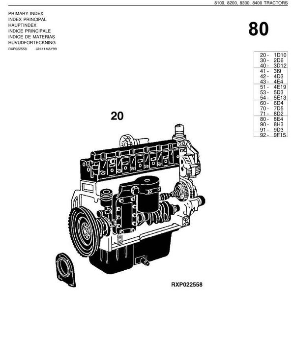 JD  80 John Deere 8100 8200 8300 8400 Tractors Parts Manual 1228 pages