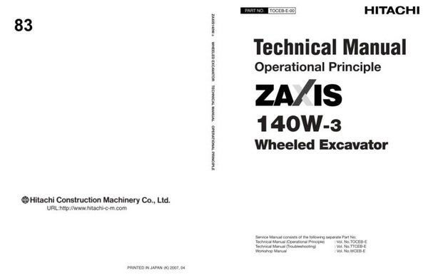 *+ 83 Hitachi ZX140W-3 Technical Manuals 1133 pages