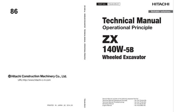 *+ 86 Hitachi ZX140W-5B Technical Manuals 1233 pages