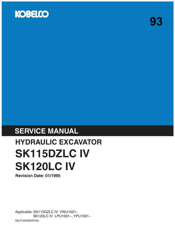 KB 93 Kobelco SK115DZLC IV, SK120LC IV Service Repair Manual 555 pages