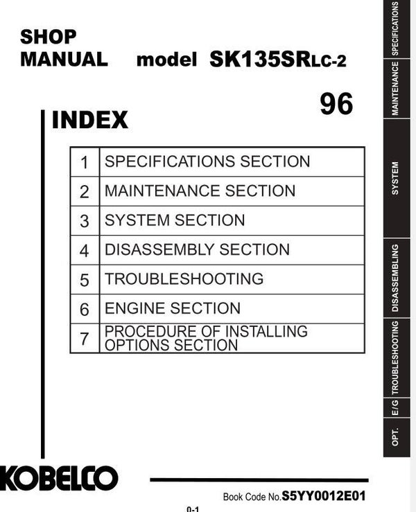 KB 96 Kobelco SK135SR-LC-2 Excavator Workshop Manual 802 pages