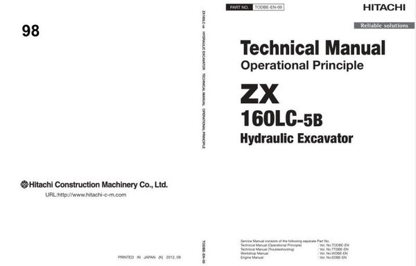*+ 98 Hitachi ZX160LC-5B Technical Manuals 909 pages
