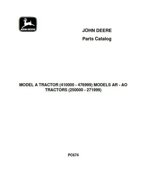John Deere Model A Parts Manual