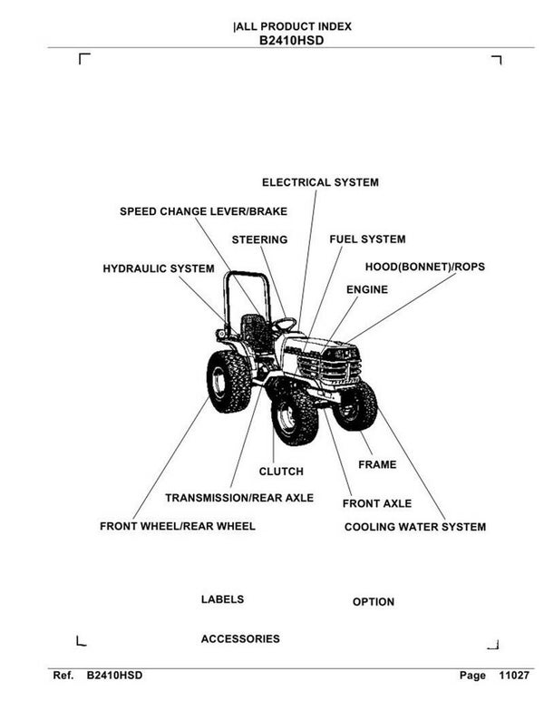 Kubota B2410HSD Parts Manual