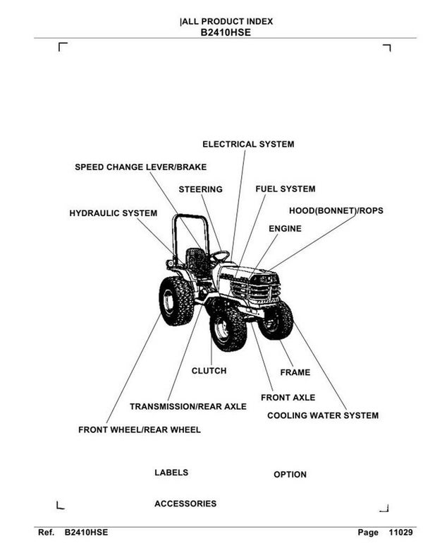 Kubota B2410HSE Parts Manual