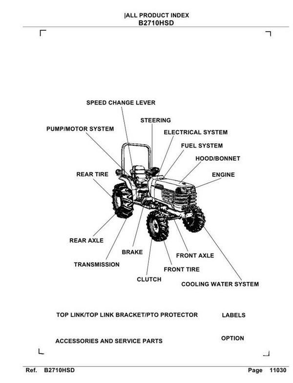 Kubota B2710HST Parts Manual