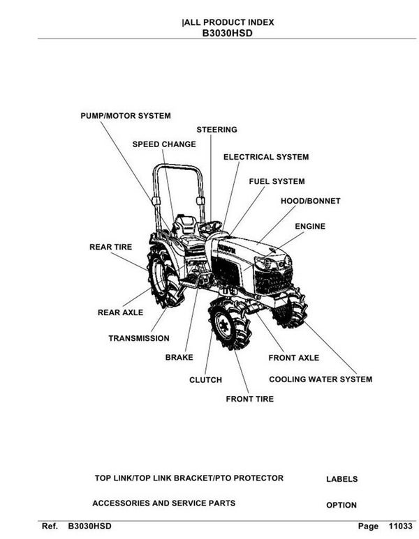 Kubota B3030HSD Parts Manual