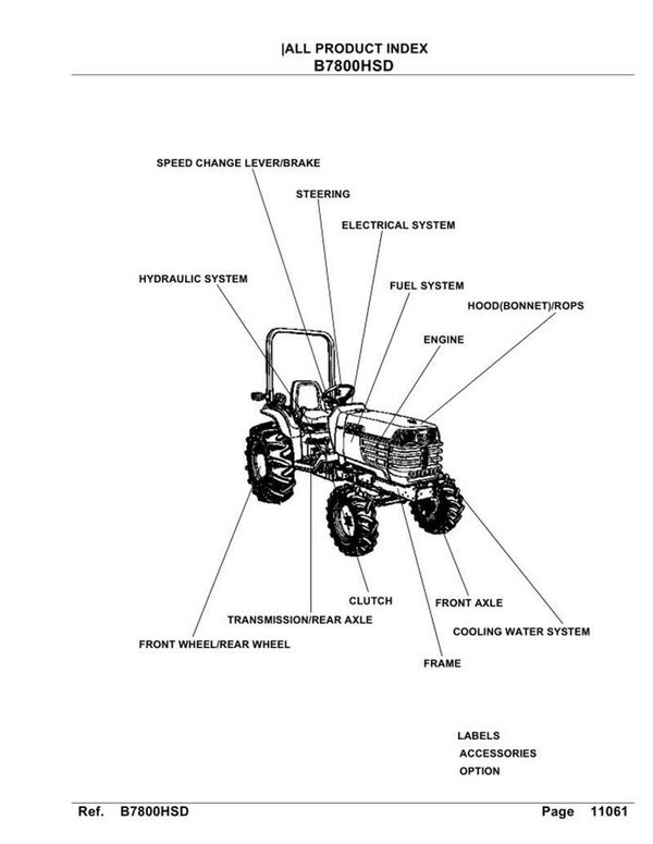 Kubota B7800HSD Parts Manual