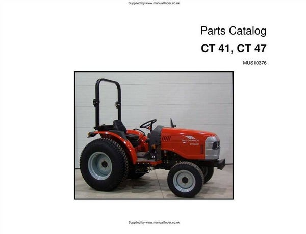 McCormick CT41 CT47 Tractors Parts Manual