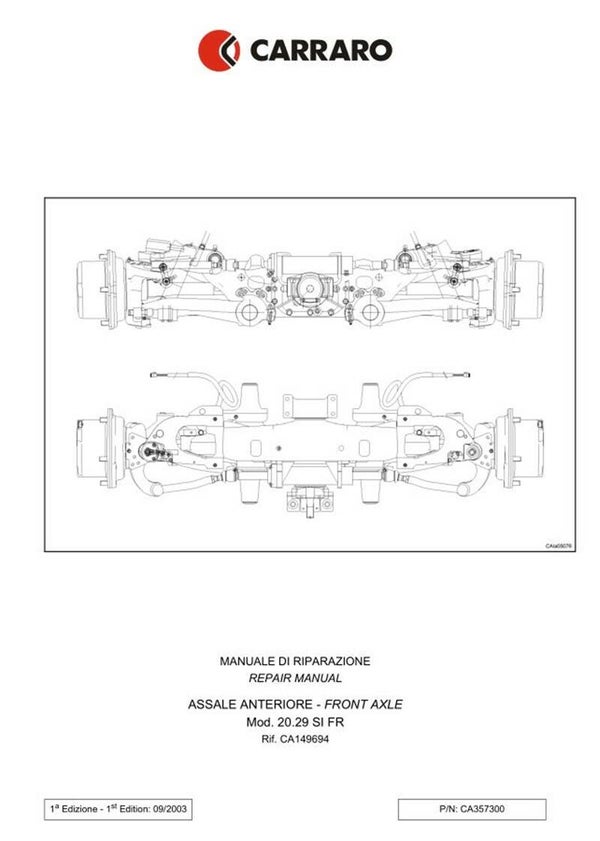 Landini Carraro 20.29 IFS Axle Workshop Manual