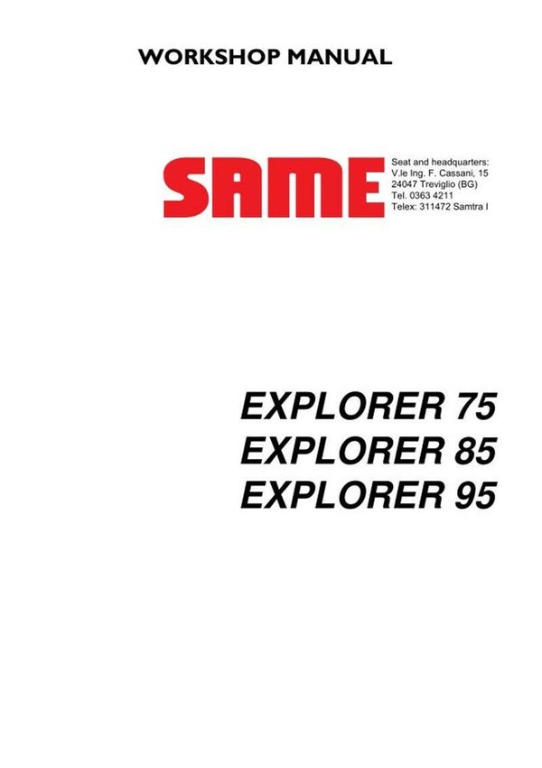 Same Explorer 75 85 95 Workshop Service Manual